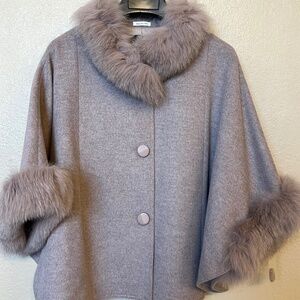 Kelli Kuori Fox Fur Cape, OS Tan